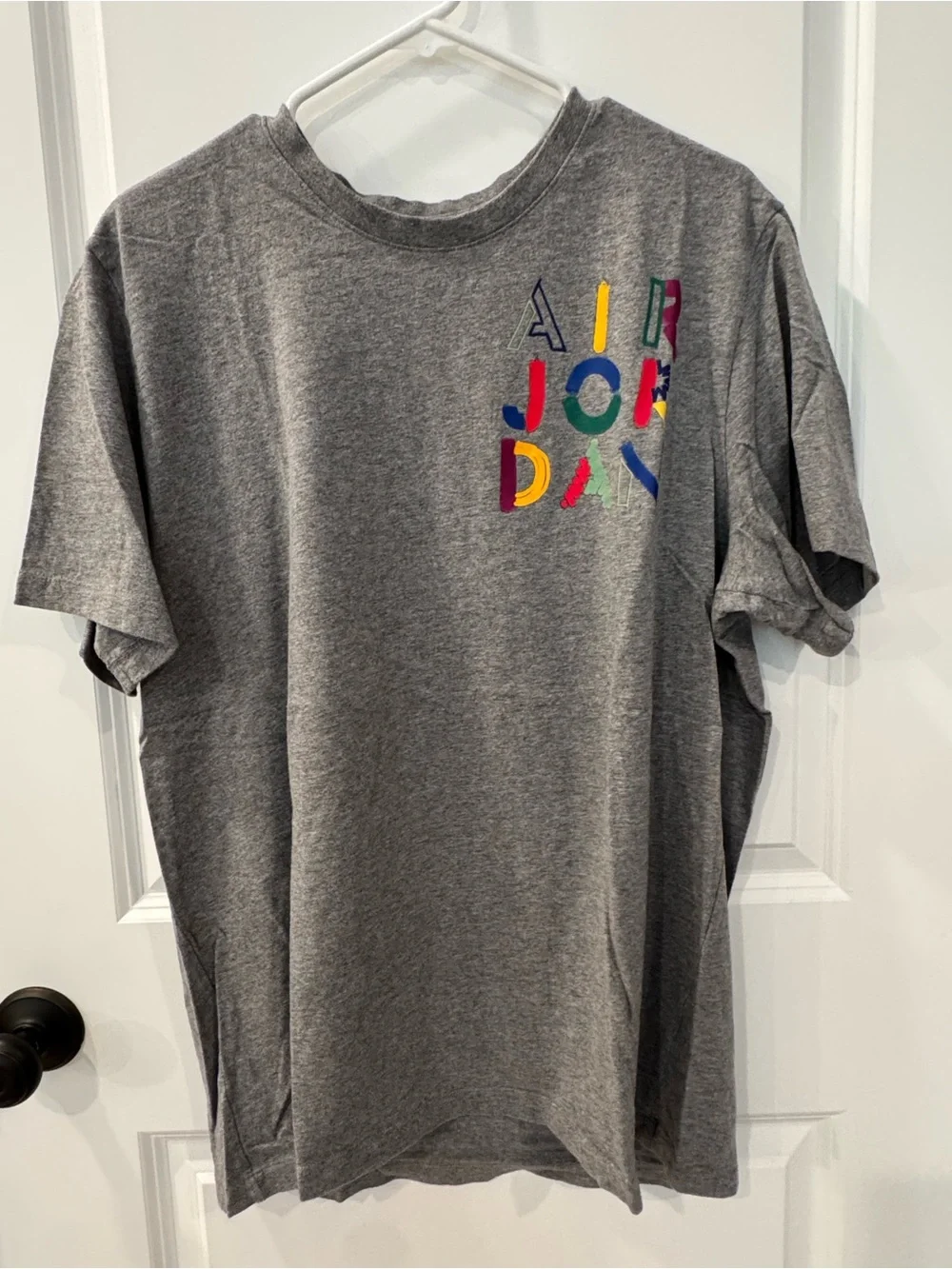 Jordan Grey Tee with Red Jumpman Logo
